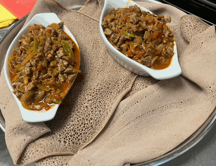 Delicious Lamb Tibs Platter at Dirre Restaurant in Calgary, AB